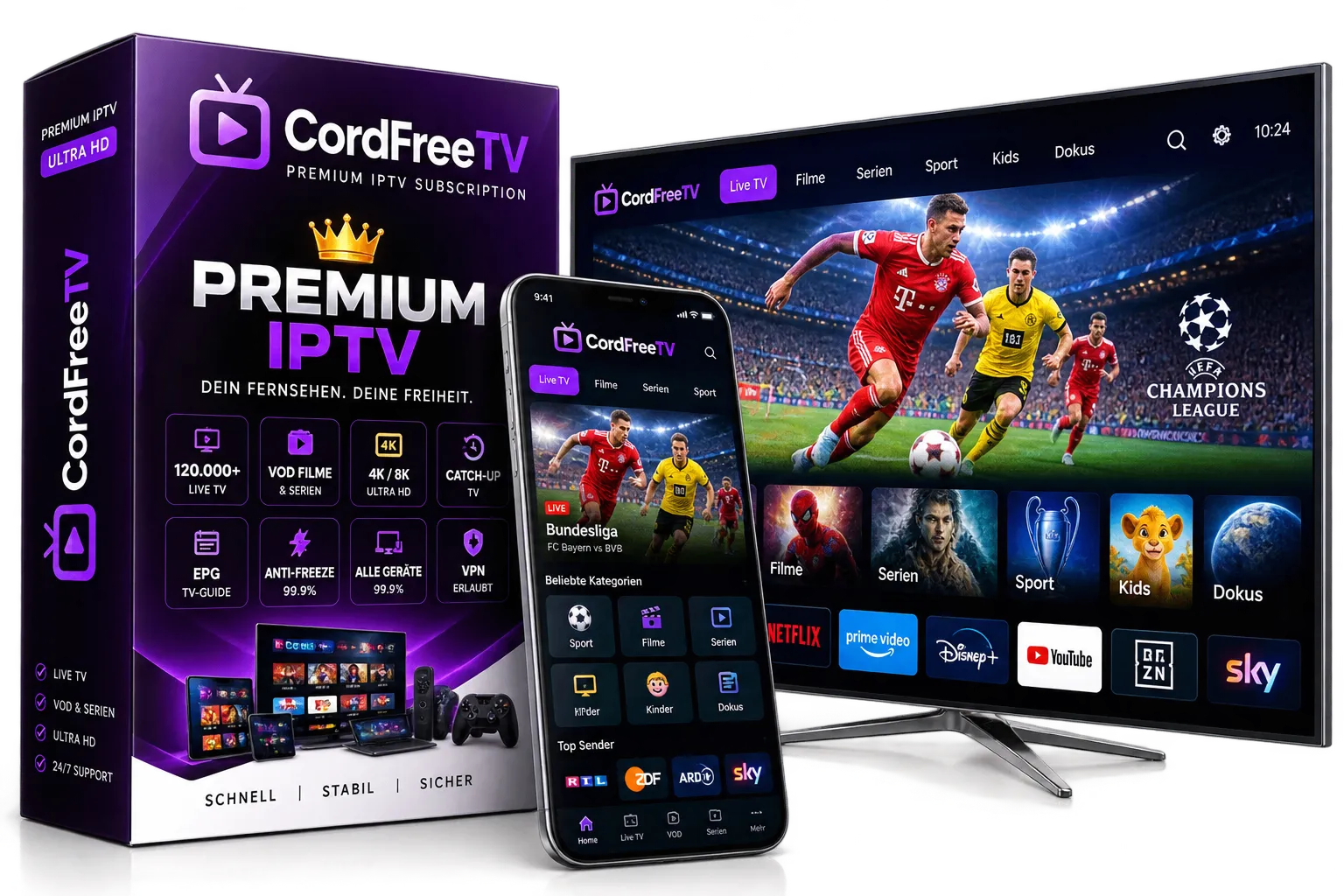 IPTV-Dashboard auf einem Smart-TV